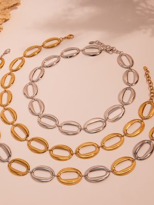 High Polished Oval Egg-Shaped Bracelet Necklace Environmentally Friendly Stainless Steel Jewelry