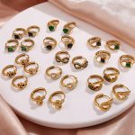 New Light Luxury Inlaid Zircon Gang Drill Women's Stainless Steel Earrings 18K Gold Plating Rhinestone Earrings
