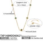 color: TXP148-Green Zircon Gold Necklace 41+5cm