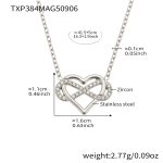 color: TXP384-Steel Color Heart 8 Letter Zircon Necklace 41+5cm