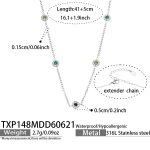 color: TXP148-Green Zircon Steel Color Necklace 41+5cm