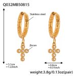 color: Q032-Gold Cross Zircon Earrings