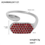 color: A244-Steel Color Red Zircon Ring / size: US 7