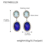 color: F957-Mixed Blue Faceted Stone Steel Color Earrings