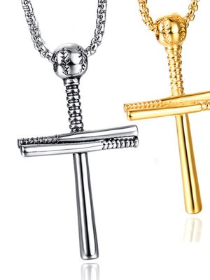 Baseball Pearl Chain Necklace Stainless Steel Retro Pendant Ornaments