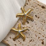 Stainless Steel Temperament Color Matching Starfish Stud Earrings Female Advanced All-Match Jewelry