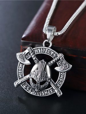 Personality All-Match Nordic Vikings Warrior Helmet Necklace O-Type Helmet Pendant