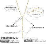 color: P666-Drop Zircon Gold Y Letter Shape Necklace -40.5+5cm