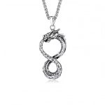 Retro Eight-Character Dragon Necklace Men's Trendy Personalized Hip Hop Street Pendant Men and Women Simple All-Matching Accessories Pendants