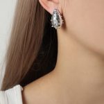 color: F1007-High Gloss Shell Pearl Steel Color Earrings