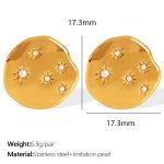 color: EH728 White Bead Gold Stud Earrings