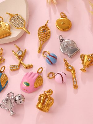 Cool Personality Ball Sports Series Multi-Shape Pendant Non-Fading DIY Bracelet Necklace Accessories