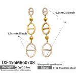 color: TXF456-Box Link Gold Earrings