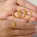 Commuter Minimalistic Personalized round Beads Stitching Design Ring All-Matching Elegant Stainless Steel Gold Plated Ring