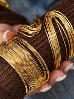 Stainless Steel Bracelet 18K Gold Multi-Layer Line Open-End Bracelet Exaggerated Personalized Elegant Bracelet