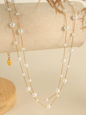 Sweet Starry Short Pearl Necklace Exquisite High-Grade Twin Necklace Necklace for Women