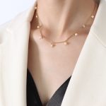 Natural All-Match Retro Ornament Stainless Steel 18K Gold Plated Fresh Water Loose Pearl Necklace Female Clavicle Chain