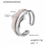 color: A636-White Colored Glaze Steel Color Ring / size: US 7