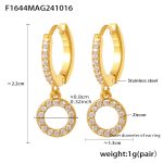 color: F1644-Gold O Shape Set with Zircon Full Pave Earrings