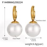color: F1449-Gold Shell Pearl Earrings