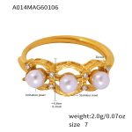 color: A014-Gold Shell Pearl Ring