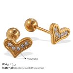 color: EH941WEG White Rhinestone Gold Stud Earrings