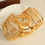 Wide-Brimmed Electroplated 18K Gold Stainless Steel Bracelet Personality Retro Women's Wild Bracelet