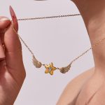 Korean Style Light Luxury Zircon XINGX Wings Pendant Necklace Stainless Steel Design Clavicle Chain Female