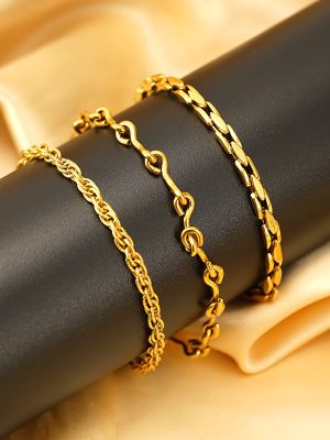 All-Match Bracelet New Good-looking Temperament Anklet Set Combination Stainless Steel Creative Design Geometry