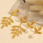 Retro Leaves Natural Ear Ring Temperament Cold Ear Ornament Simple Geometric Earrings for Women