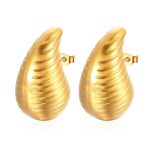 color: Spiral Pattern Hollow Drop Earrings Gold MS-339