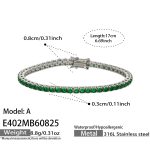 color: E402-Green Zircon Steel Color Bracelet -17cm
