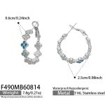 color: F490-Colorful Zircon Steel Color Earrings