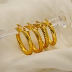 18K Gold Plating Stainless Steel Hollow round Ring Earrings Female Exaggerated Personalized Senior Earrings Batch