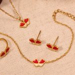 Weight Colored Glaze Butterfly Pendant Necklace Bracelet Ring Stud Earrings Cute New Stainless Steel Children's Suit