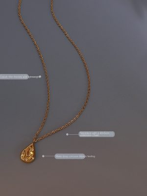 Marka Authorized Water Drop Shaped Clavicle Necklace French Design Stainless Steel Color Retaining P1012 Pendant
