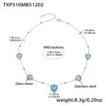 color: TXP510-Lake Blue Faceted Stone Steel Color Necklace 42+5cm