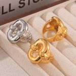O-Shaped Geometric Turtle Ring Stainless Steel 18K Gold Plating Advanced Retro Exaggerated Design Ornament