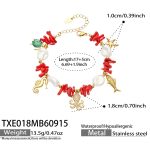 color: TXE018-Zircon Ocean Animals Gold Bracelet -17+5cm