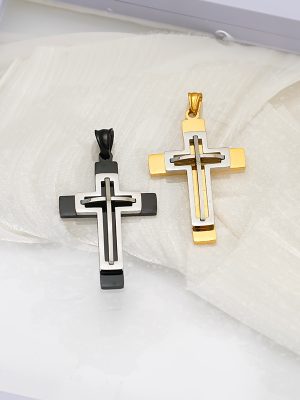 Stainless Steel Necklace Cross Pendant Artistic Retro Men's Simplicity Ornament