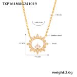 color: TXP161-Gold Sunflower Set with Zircon Necklace