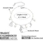 color: E102-C Style Seahorse Multi-pendant Steel Color Bracelet -17+5cm