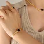 color: E377-Black Zircon Gold Bracelet -14+5cm