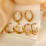 Multi-Layer Stainless Steel Stitching Earrings Women's Light Luxury Advanced PVD Electroplated All-Match Earrings
