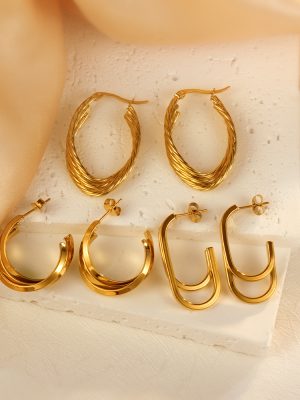 Multi-Layer Stainless Steel Stitching Earrings Women's Light Luxury Advanced PVD Electroplated All-Match Earrings