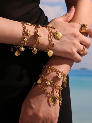 DIY Multi Accessories Sun Strawberry Butterfly Pendant Bracelet Anklet Stainless Steel Ornament