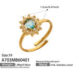 color: A703-Blue Color Zircon Gold Ring / size: US 7