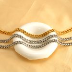 Men's and Women's Necklaces Hip Hop round Grinding Chain Vacuum Plating 18K Gold Stainless Steel Ornament