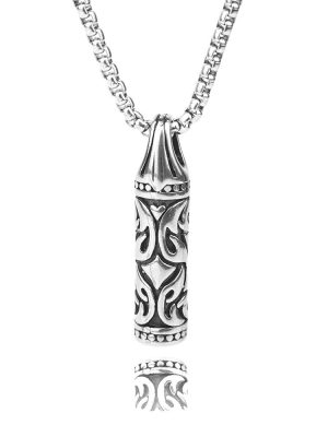Embossed Bottle Sanskrit Army Flower Geometric Necklace Stainless Steel Retro Pendant Ornaments Straight
