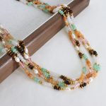 Dopamine Pearl Advanced Stainless Steel 18K Gold Plating Colorful Natural Stone Handmade Beaded Necklace Female Accessories